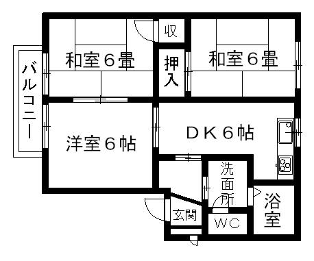 サンシティ出水Ⅱ(3DK/2階)の間取り写真