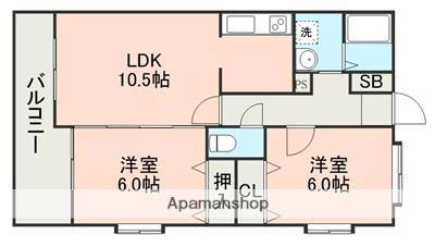 ジェラール小峯(2LDK/3階)の間取り写真