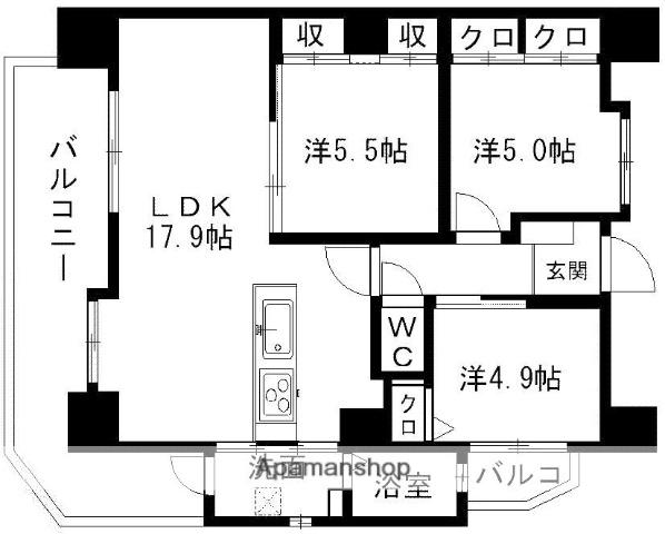 サクシード(3LDK/1階)の間取り写真