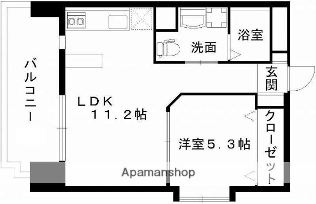 レジディア熊本辛島(1LDK/9階)の間取り写真