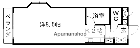 メイン託麻本通(1K/2階)の間取り写真