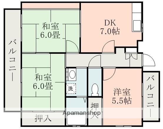 エトワール四方寄(3DK/2階)の間取り写真