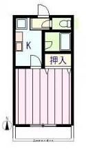 Aフラッツ(1K/2階)の間取り写真