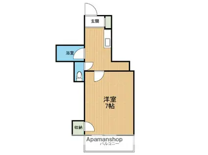 ドミール南熊本(1K/6階)の間取り写真