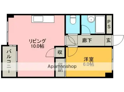 菊水マンション(1LDK/3階)の間取り写真