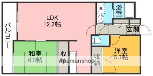 クリスタルマンション(2LDK/5階)の間取り写真