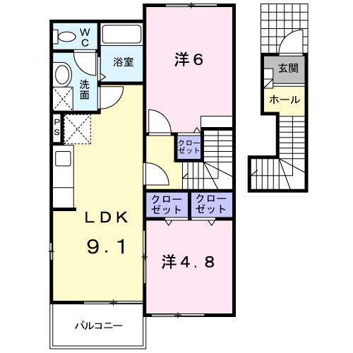 グリーンハイツIKEDA・A(2DK/2階)の間取り写真