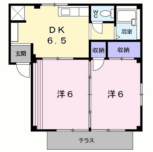 メロディハイツ(2DK/1階)の間取り写真