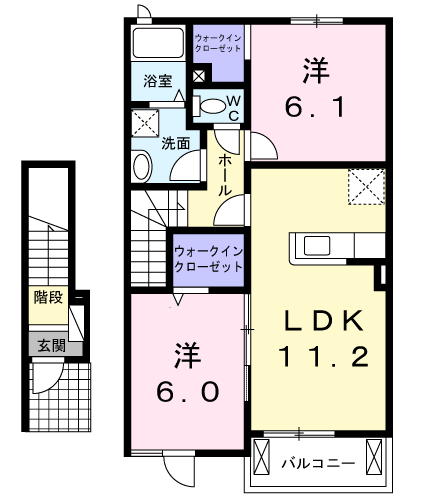 セレノカーサOMI(2LDK/2階)の間取り写真