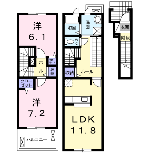 インプレスA(2LDK/2階)の間取り写真