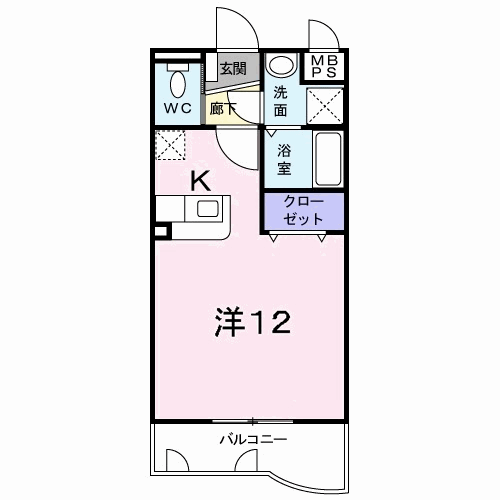 はなみずきM(1K/1階)の間取り写真