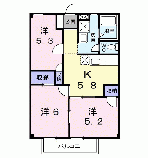 シャトレーゼ清水(3K/1階)の間取り写真