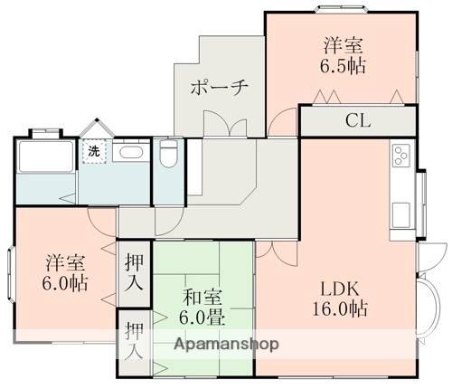 熊本県熊本市北区 1階建 築23年(3LDK)の間取り写真