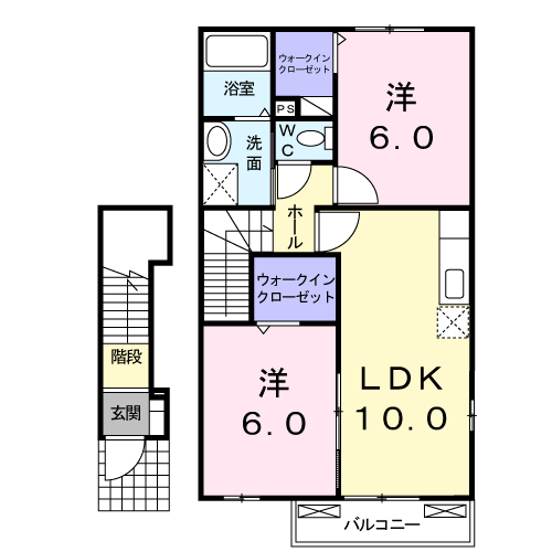 グリーンTS・C(2LDK/2階)の間取り写真