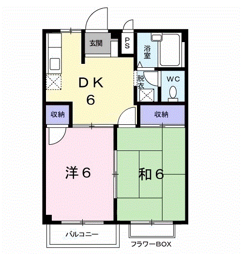 畠田ハイツ(2DK/2階)の間取り写真