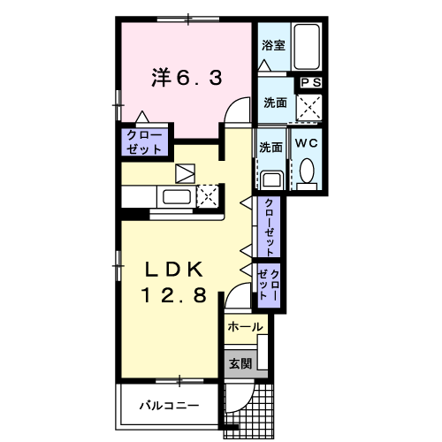 エルフィン(1LDK/1階)の間取り写真