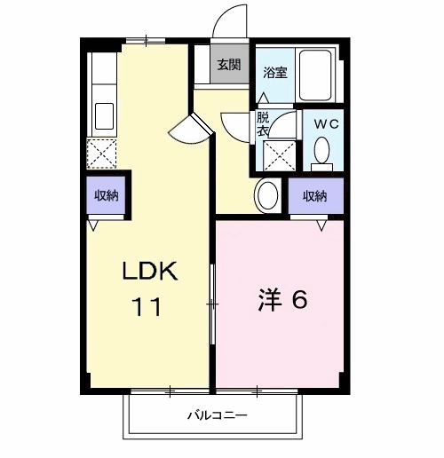 フリーデハイム(1LDK/2階)の間取り写真