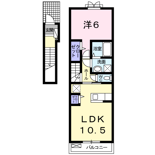 ジェルメ・カーサⅡ(1LDK/2階)の間取り写真