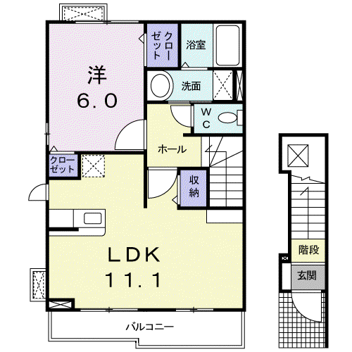 ソレイユGENⅢ(1LDK/2階)の間取り写真