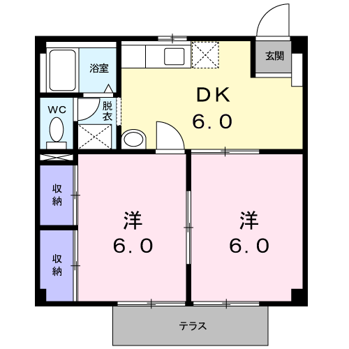 ニューシティ中川(2DK/1階)の間取り写真