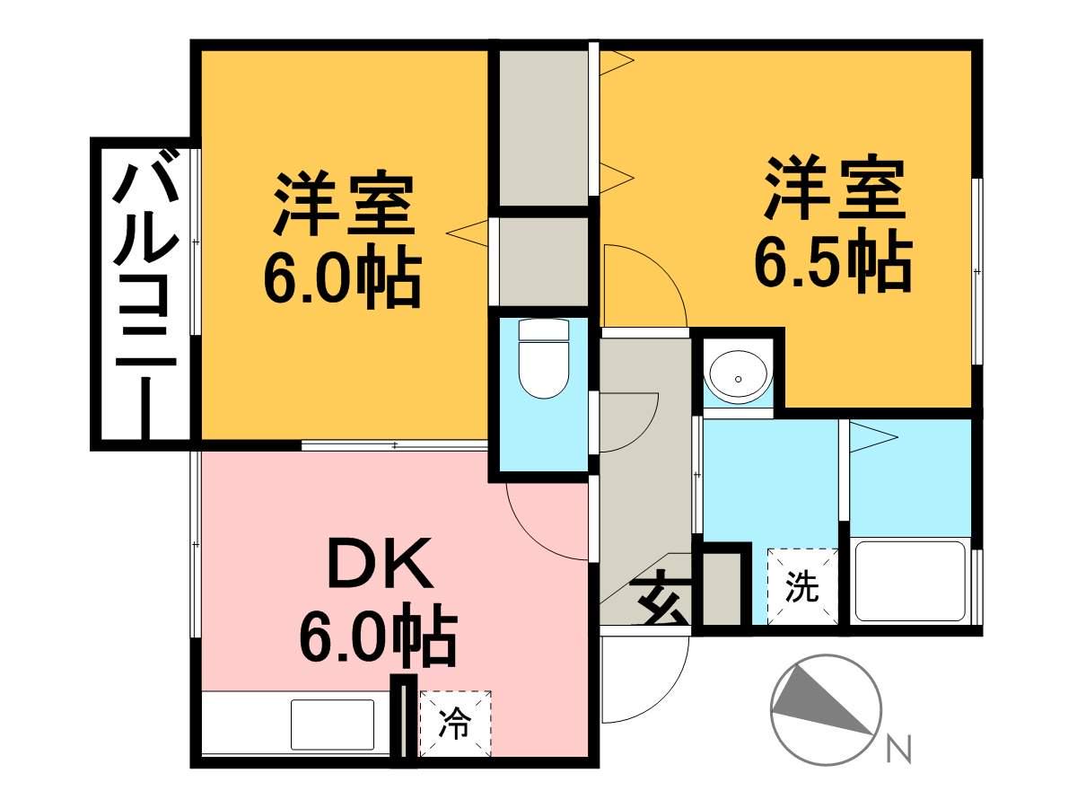 アガパンサス(2DK/2階)の間取り写真