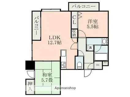 アニバーサリー58(2LDK/5階)の間取り写真