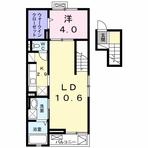 エスポワール 陽(1LDK/4階)の間取り写真