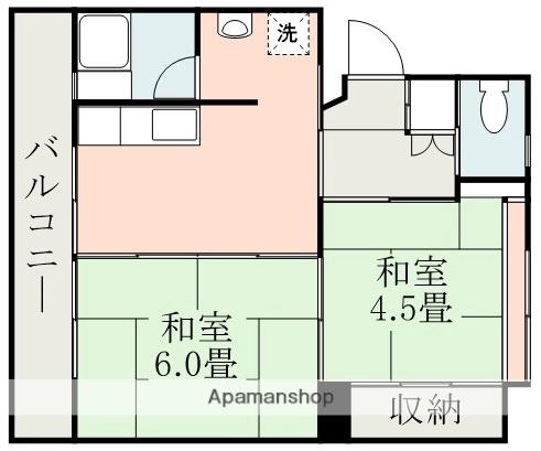 ファーストプレイス合志2号棟(2K/4階)の間取り写真