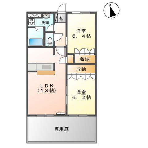 SAVORY(2LDK/1階)の間取り写真
