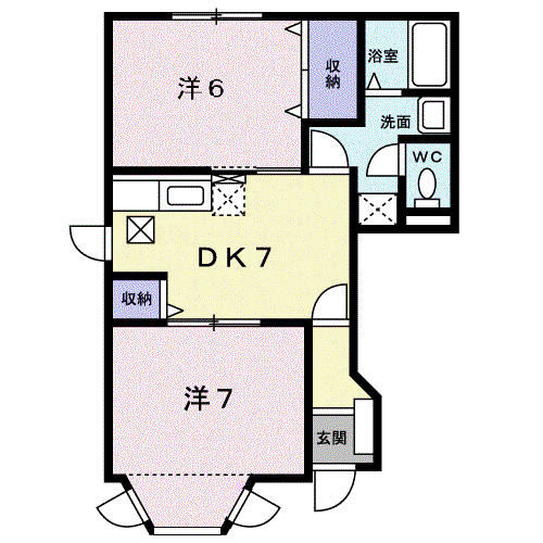サザンカⅡ(2DK/1階)の間取り写真