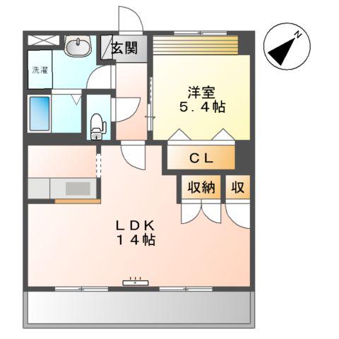 GRAND FIELD 弐番館(1LDK/1階)の間取り写真