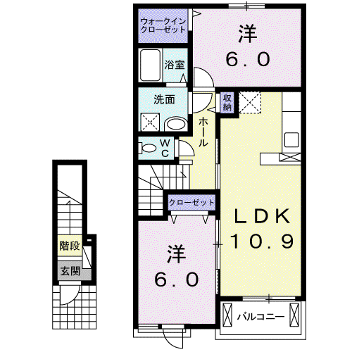 エアリーガーデンSD Ⅳ(2LDK/2階)の間取り写真