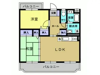 サニーサイド(2LDK/2階)の間取り写真