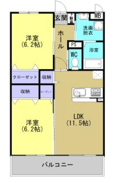 コンフォート菊池(2LDK/3階)の間取り写真