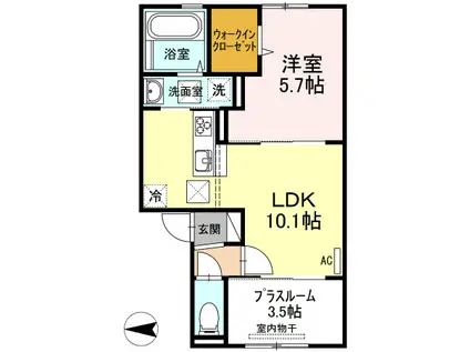 セキュレア須屋 C棟(1LDK/1階)の間取り写真