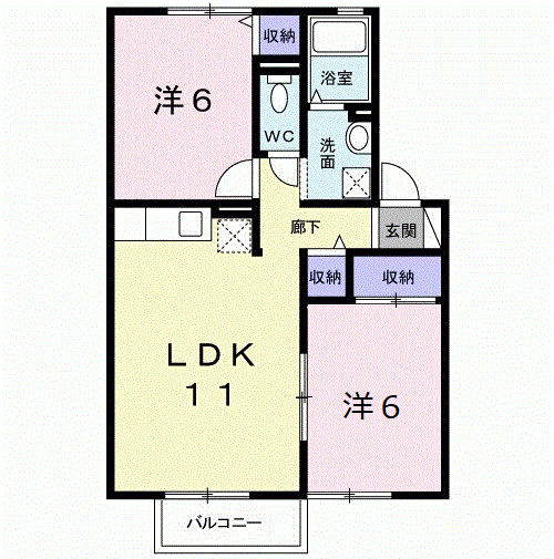 ドリームハイツⅢ(2LDK/2階)の間取り写真