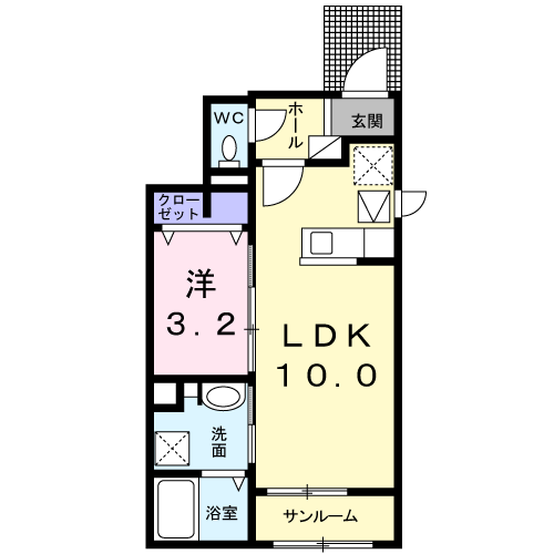 W・フォレスト(1LDK/1階)の間取り写真