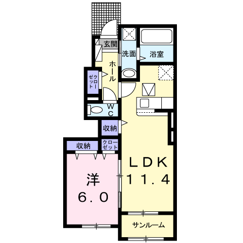 トリオ・グレースⅡ(1LDK/1階)の間取り写真