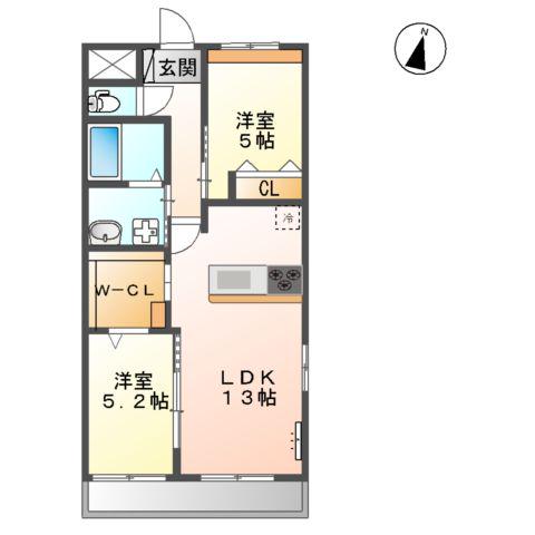 パル リバティ(2LDK/2階)の間取り写真