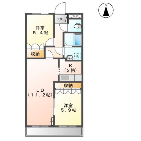 LIBERTYSHINE(2LDK/2階)の間取り写真