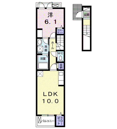 アルカンジュ光 弐番館(1LDK/2階)の間取り写真