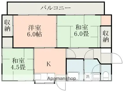 熊本県熊本市北区 1階建 築44年(3K)の間取り写真