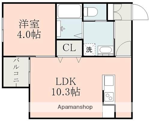 ラ・ポルテ光の森北(1LDK/2階)の間取り写真