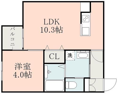 ラ・ポルテ光の森北(1LDK/2階)の間取り写真