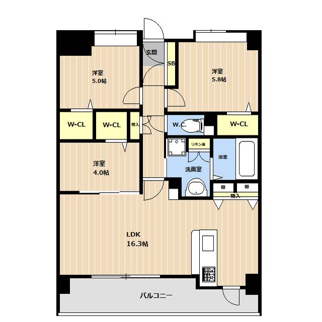 LIBTH菊陽(3LDK/3階)の間取り写真