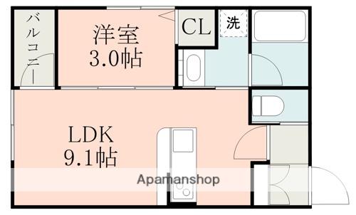 T＇SCASK小山(1LDK/1階)の間取り写真
