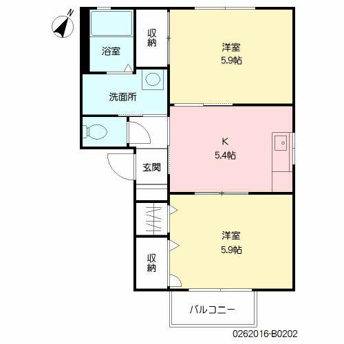 ウイングコートTM B(2K/2階)の間取り写真