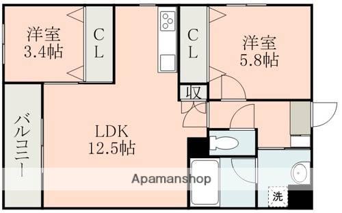 ラ・シック大津グランドヒルズイースト(2LDK/2階)の間取り写真