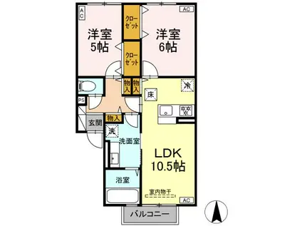 ラ・フェスタ(2LDK/1階)の間取り写真