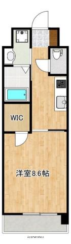 N888(1K/8階)の間取り写真